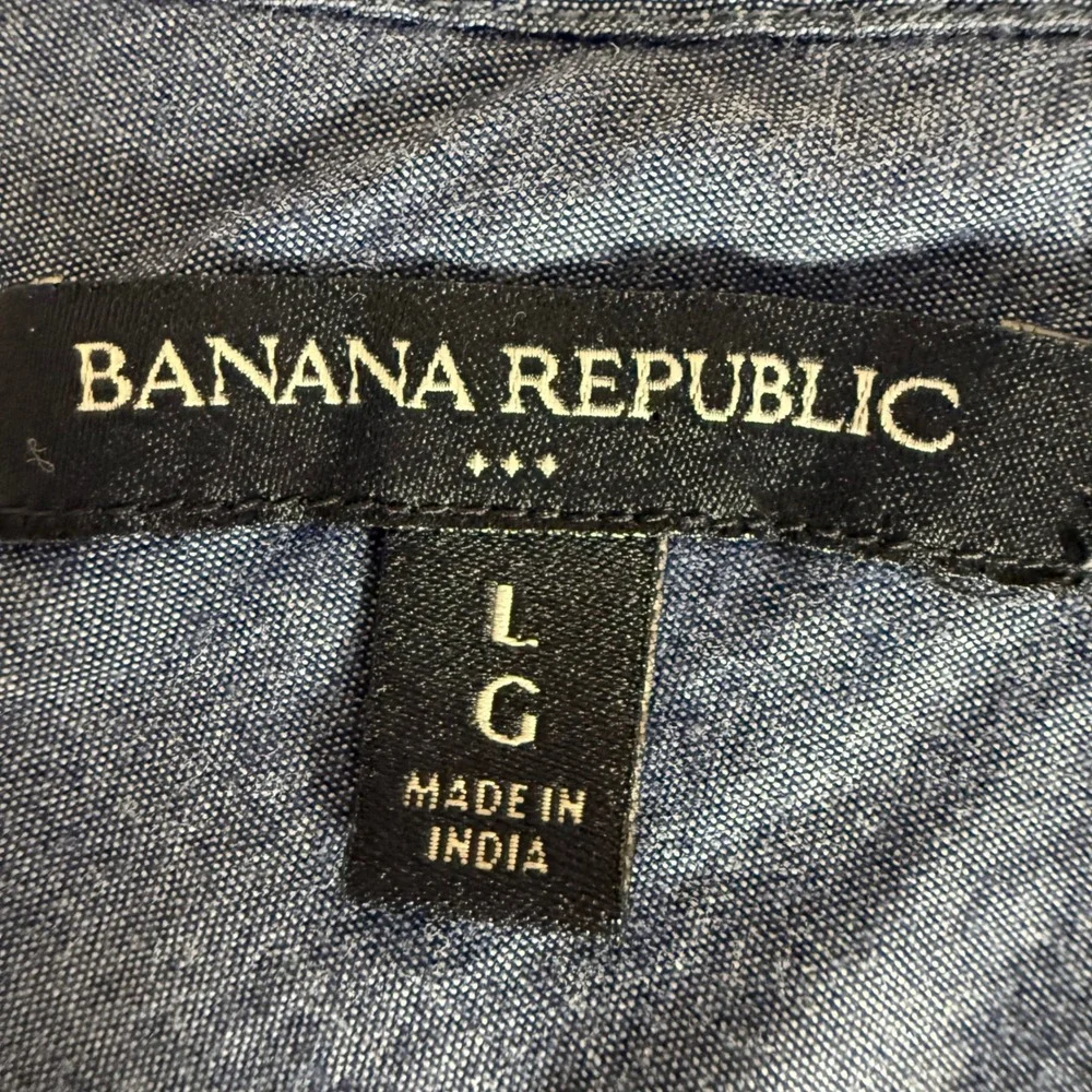 Banana Republic Mens Grey White Striped Long Sleeve Cotton T-Shirt Large Casual